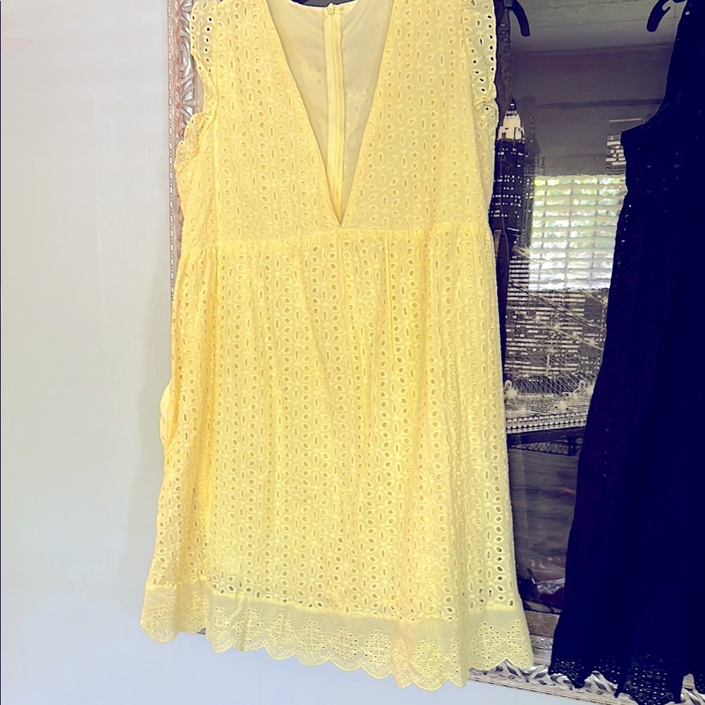 Yellow Eyelet Sleeveless Dress